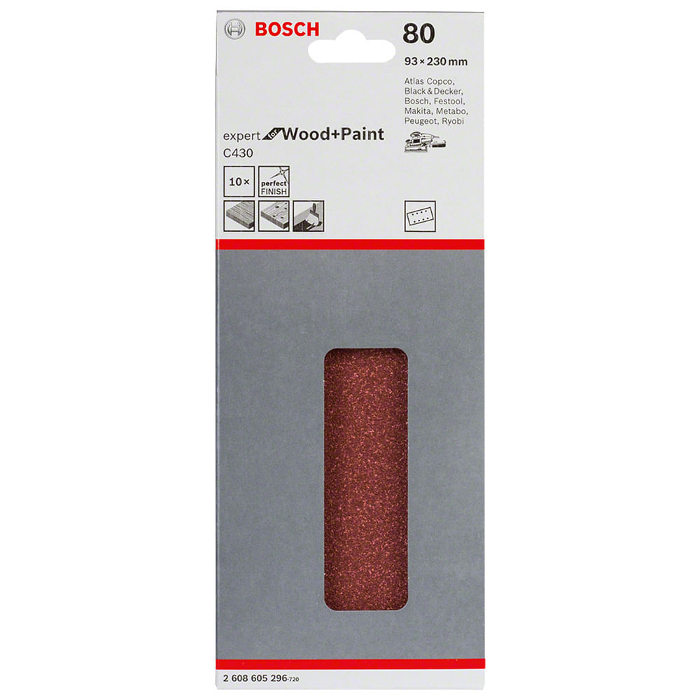 Kit com 10 Lixas Perfurada para Madeira 320x93mm Grao 60 Bosch 76417_01